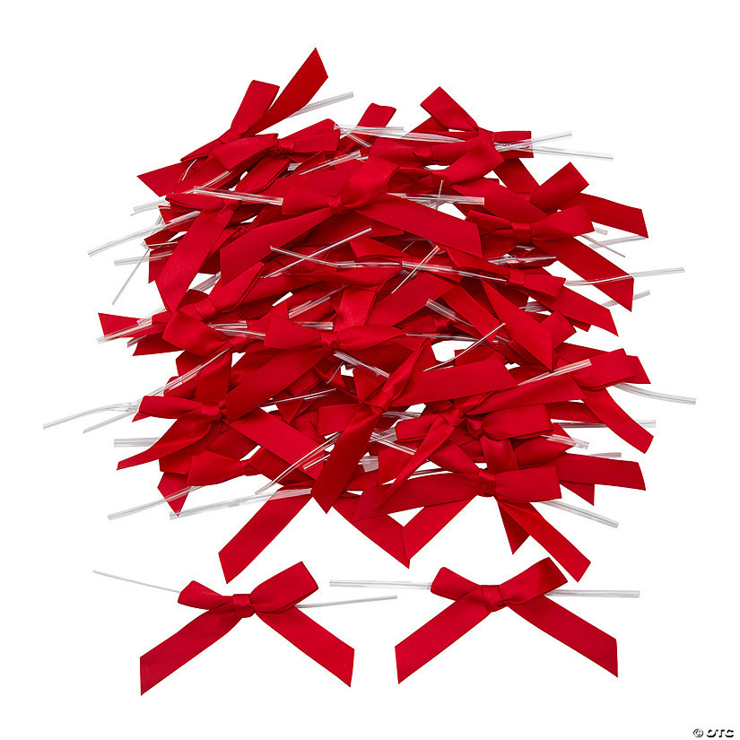 Bulk  200 Pc. Red Twist Tie Satin Bows | Oriental Trading Company