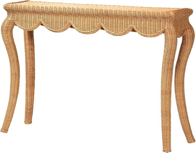 Bali & pari Deborah Natural Rattan Console Table - Handwoven Wicker Accent Table with Cabriole Le... | Amazon (US)