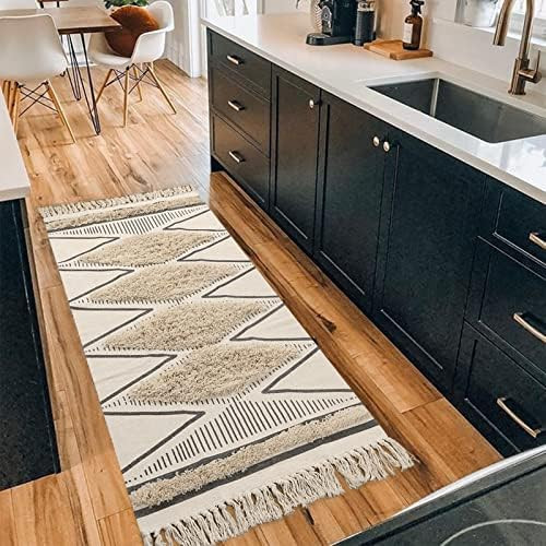 KIMODE Kitchen Runner Rug 2.3' x 5.3', Washable Tufted Cotton Hallway Rugs with Tassels Farmhouse... | Amazon (US)