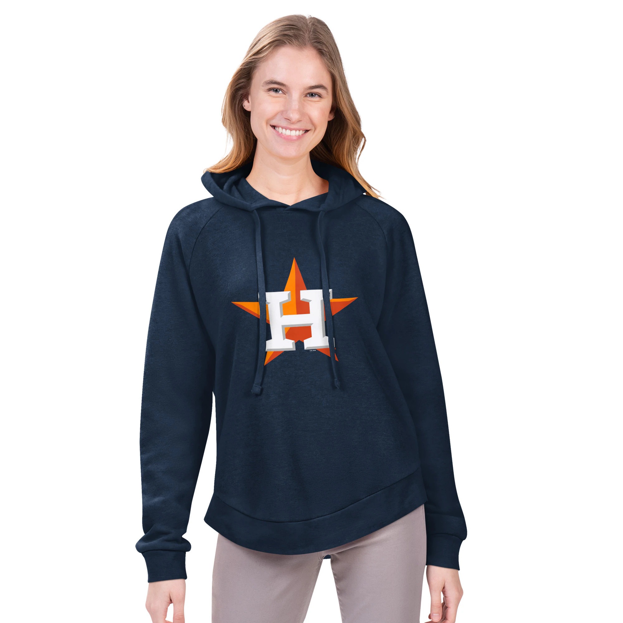 Houston Astros G-III 4Her by Carl Banks Women's Jordan Angel Raglan Fleece Pullover Hoodie - Navy | Fanatics