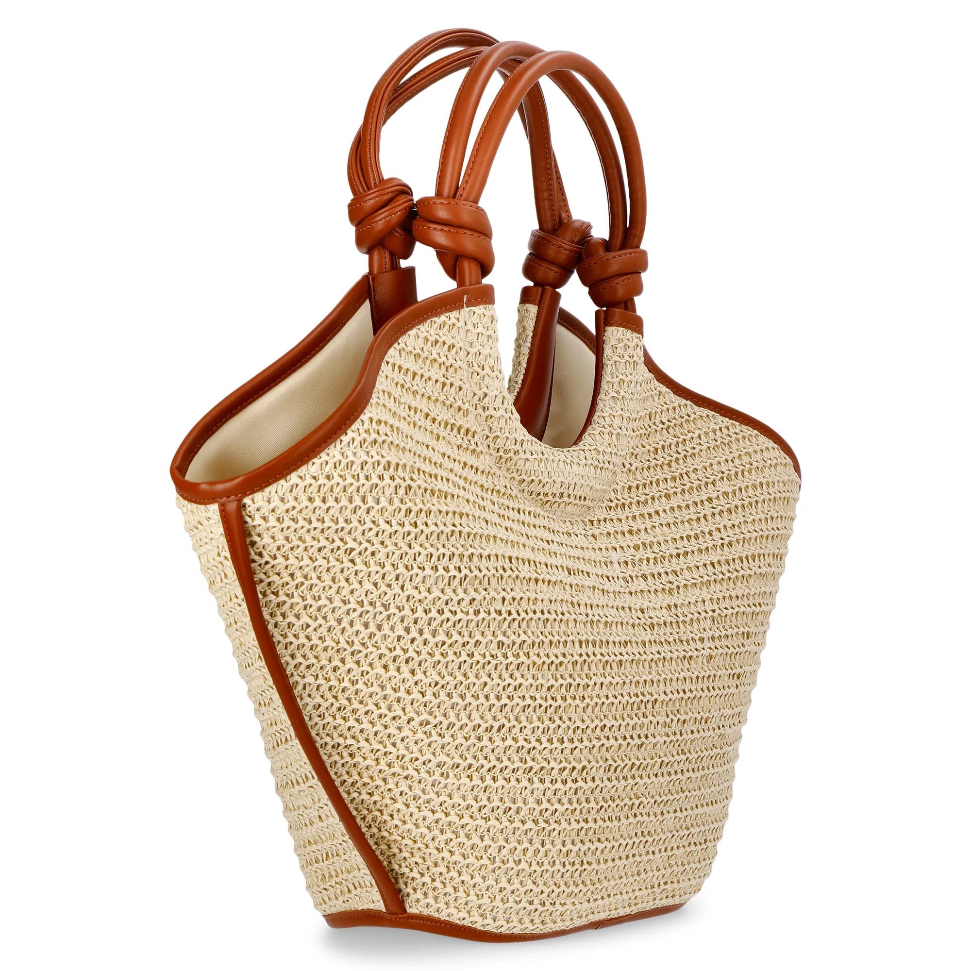 Time and Tru Women's Knot Handle Tote Handbag, Natural | Walmart (US)