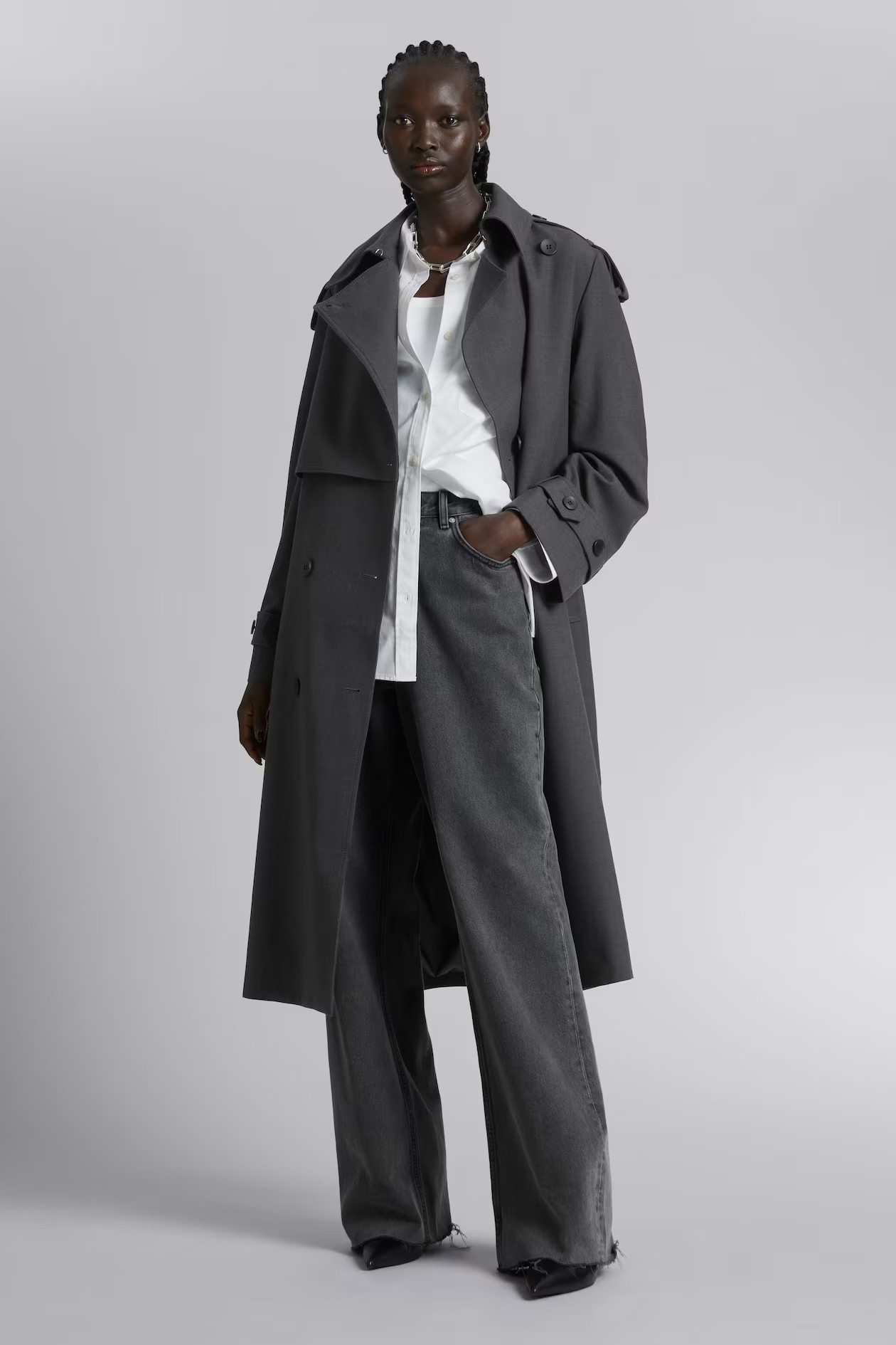 Trenchcoat mit Gürtel - Grau - Ladies | H&M AT | H&M (DE, AT, CH, NL, FI)