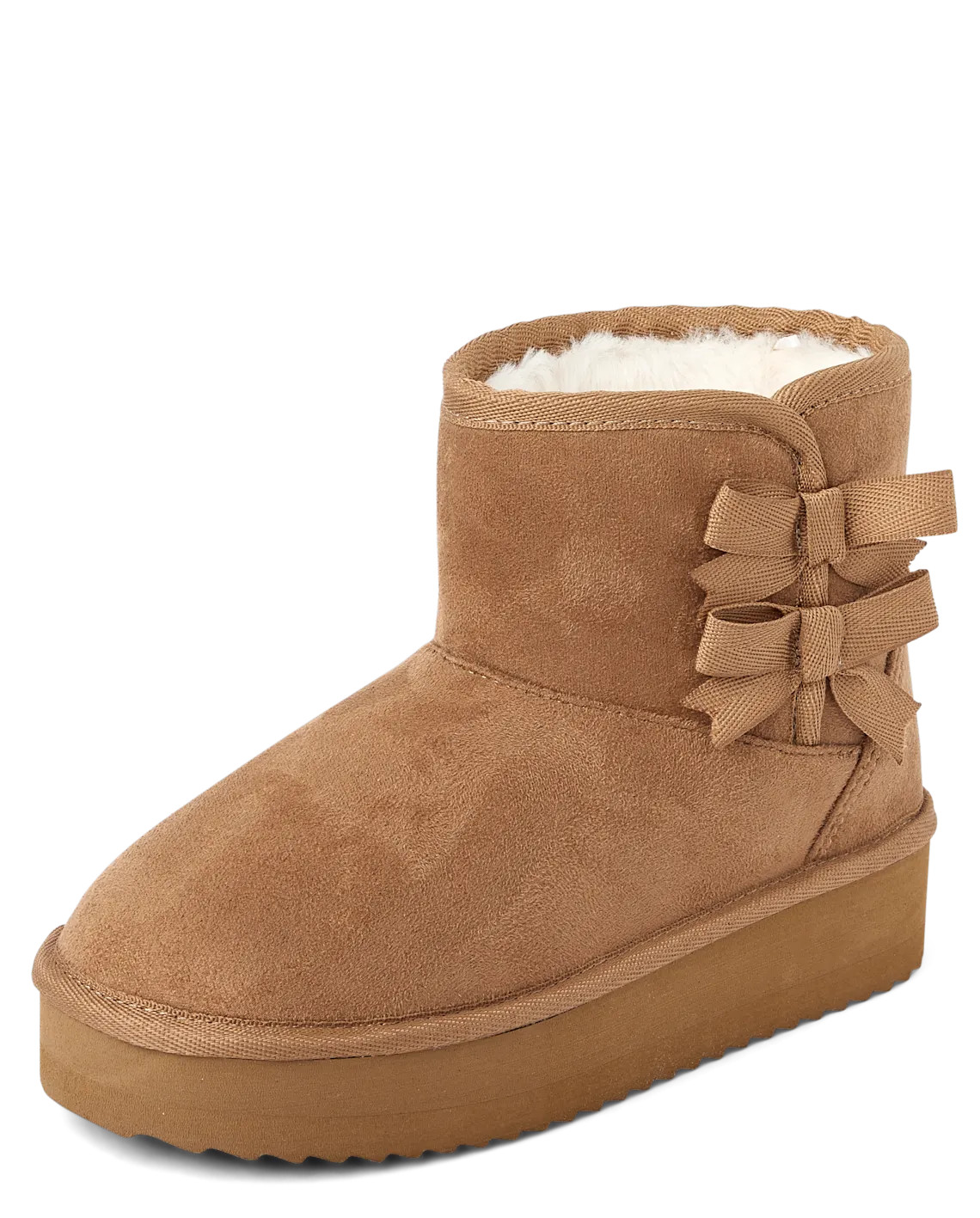 Girls Bow Platform Teddy Boots - tan | The Children's Place