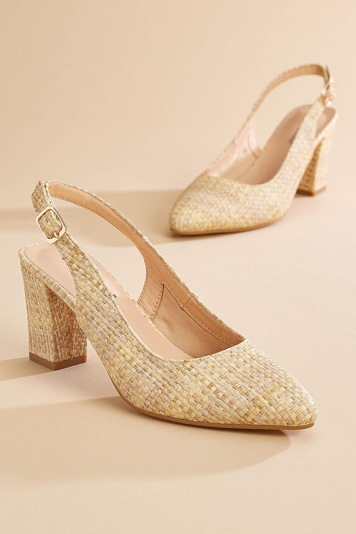 raffia effect slingback heels | Versona