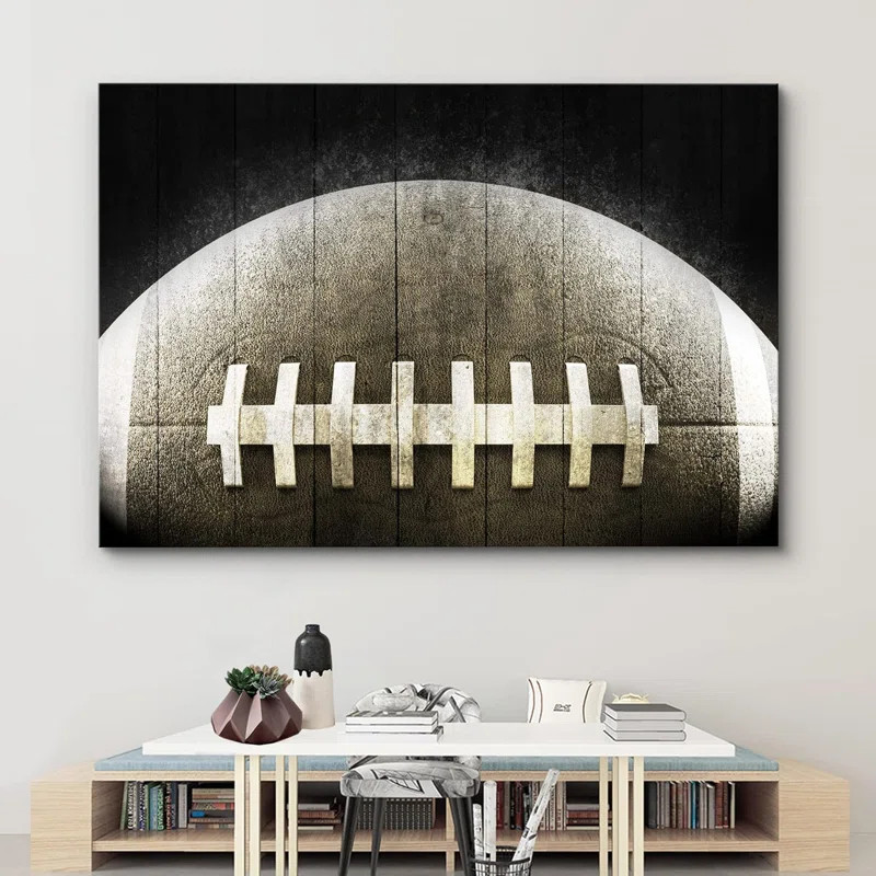 IDEA4WALL Vintage Retro Duotone Wood Effect Panel Football Sports & Fitness Digital Art Boy's Roo... | Wayfair North America