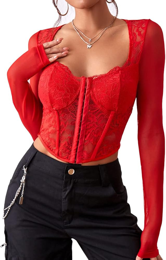 Women's Long Sleeve Crop Top Sexy Cut Out T-Shirt Halter Tees Top Slim Fit Y2k Tops | Amazon (US)