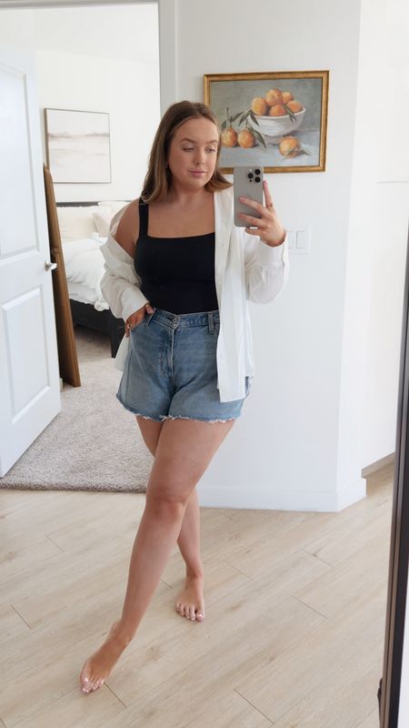 Outfit Of Today: a casual boating day outfit paired with my oversized white button down and denim shorts

#LTKSpringSale #LTKSeasonal #LTKsalealert
