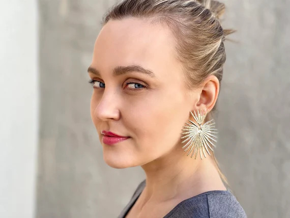 Celestial Earrings Gold Star Earrings Exaggerated Earrings | Etsy | Etsy (US)