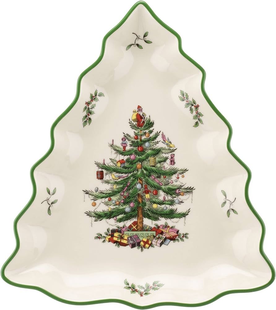 Spode Christmas Tree Collection Tree Shaped Dish, 10-Inch, Made of Porcelain, Serving Dishes, Chr... | Amazon (US)