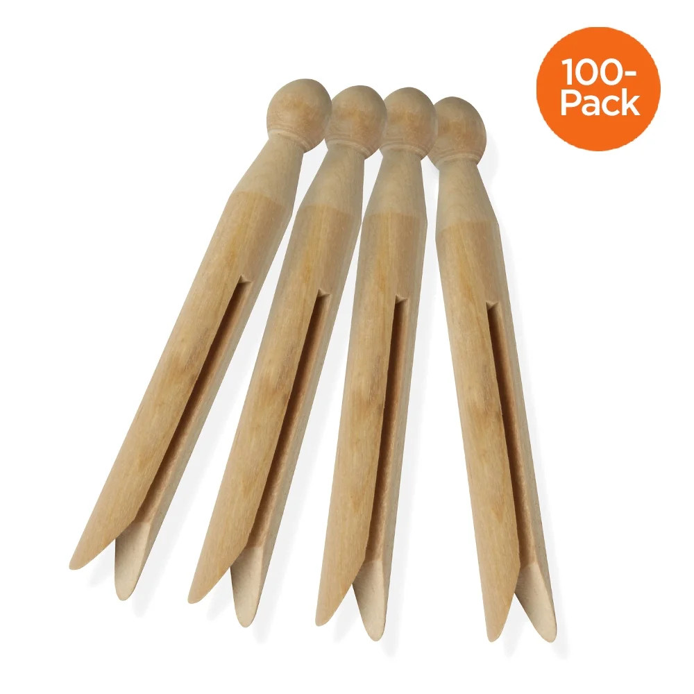 Honey-Can-Do Classic Round Wooden Laundry Clothespins, Natural,100 Count - Walmart.com | Walmart (US)