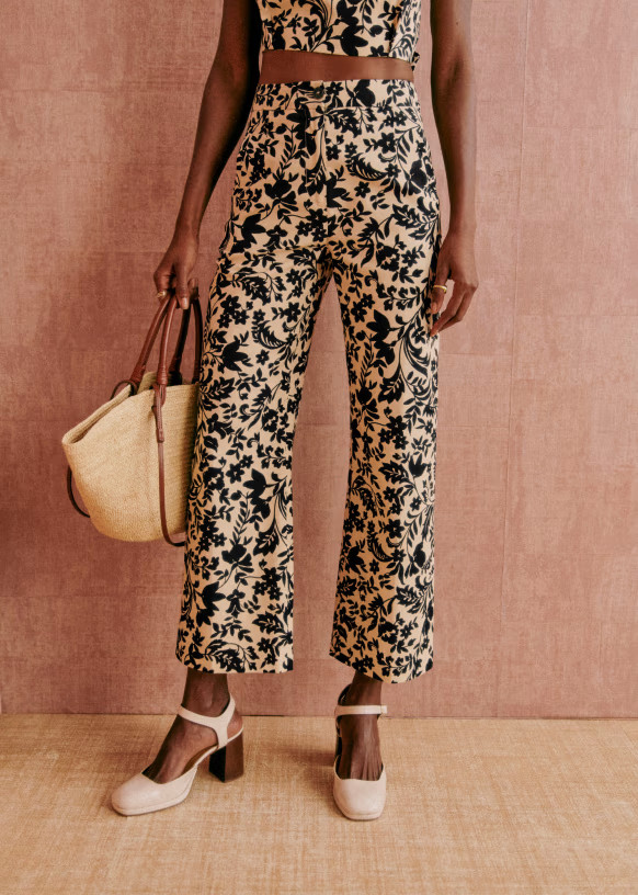 Martin Crop Trousers - Nora Print - Linen - Sézane | Sezane Paris - US
