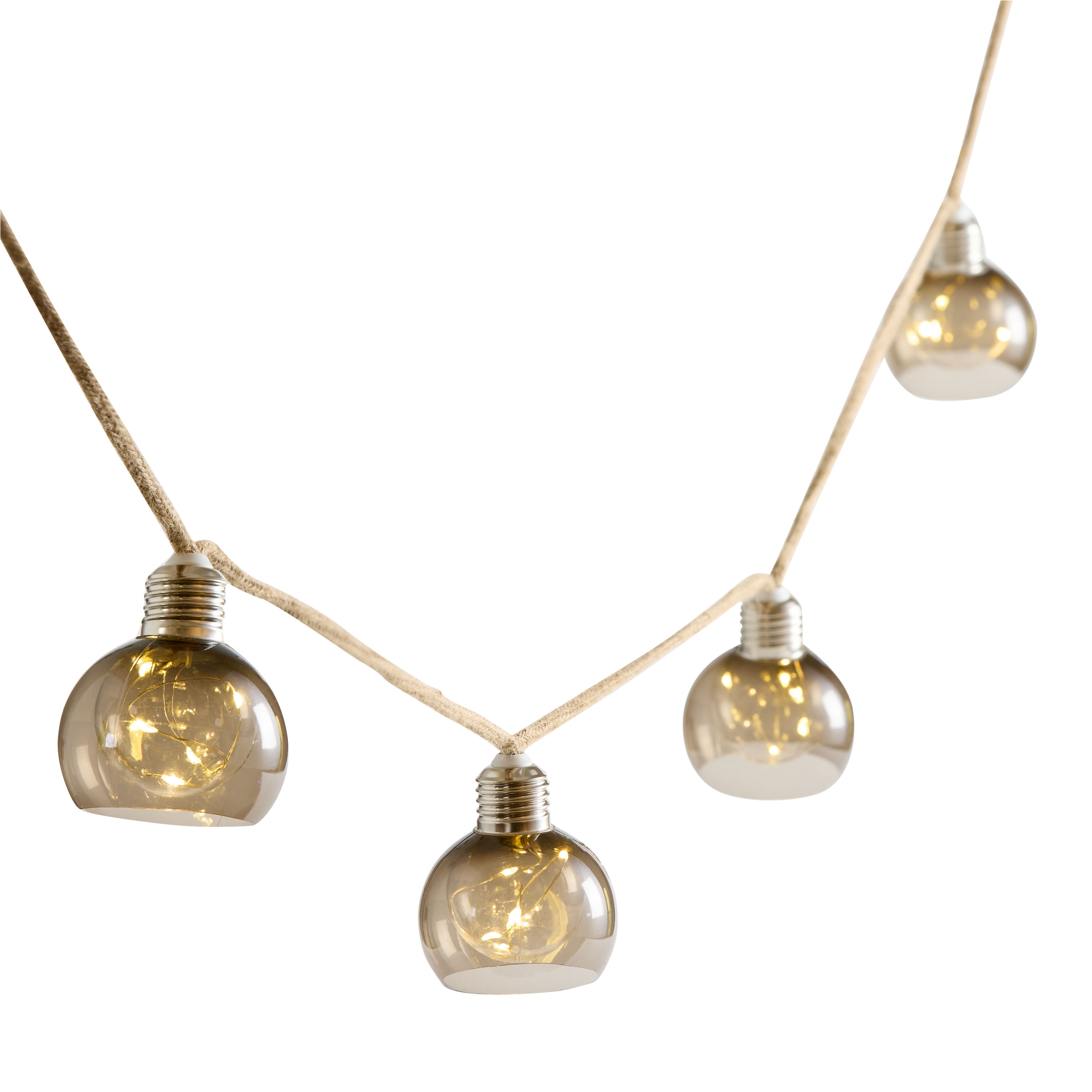 Smoke Gray LED 10 Dome Shade Battery Operated String Lights | World Market