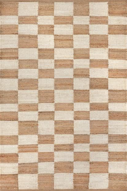 Natural Maryanne Checkered Jute Area Rug | Rugs USA