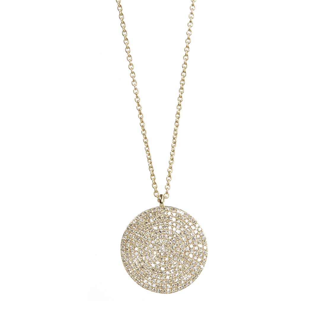 14K Pave Diamond Disc Necklace | Petra Jewelry
