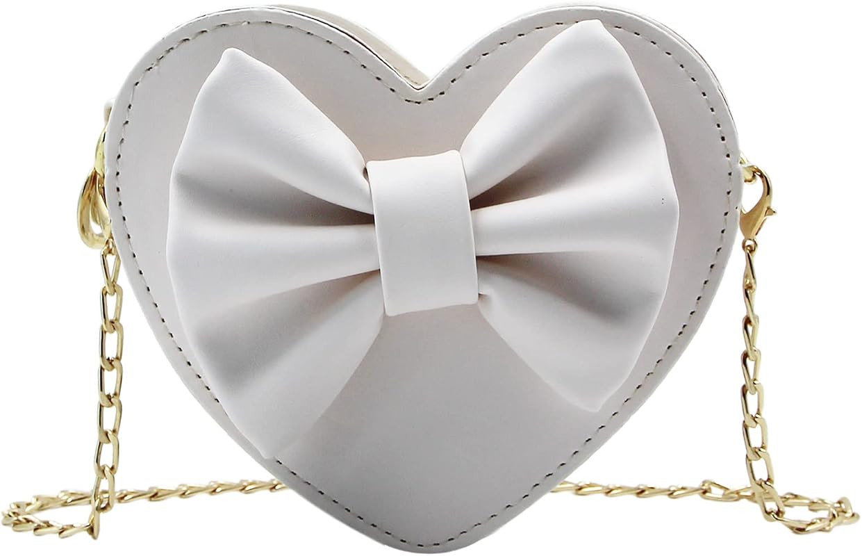 ZGMYC Cute Heart-shaped Crossbody Purse Bowknot Shoulder Bag Satchel for Little Girls Toddlers (W... | Amazon (US)