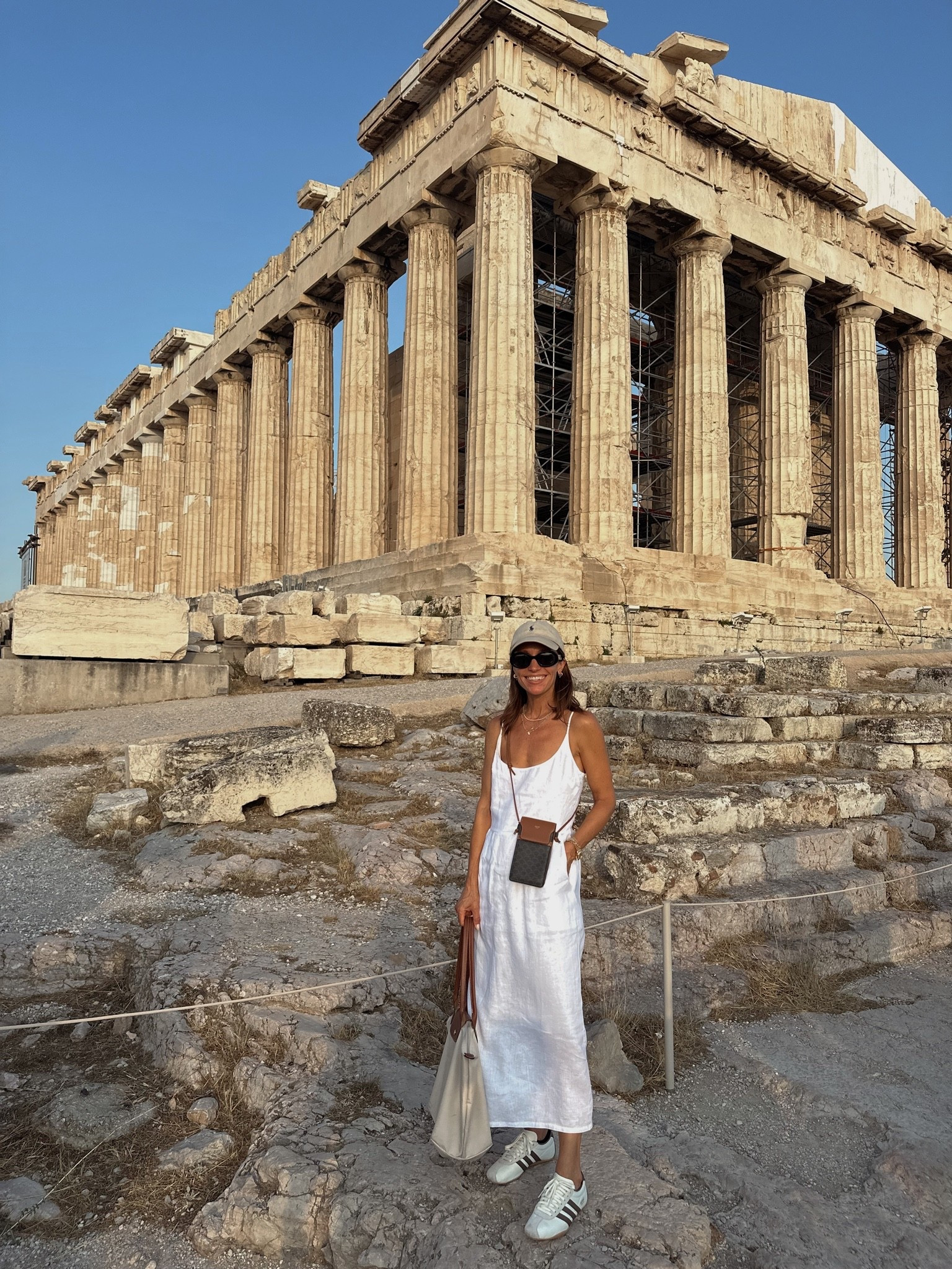 Little white linen dress for a day exploring Athens 
Such a perfect lightweight dress for euro summer heat (lining comes with dress)

#LTKOver40