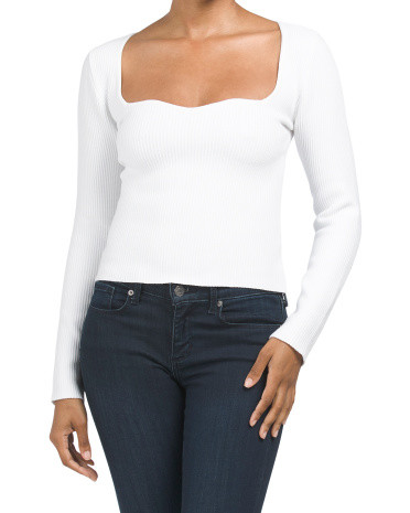 Long Sleeve Sweetheart Compression Knit Top | TJ Maxx