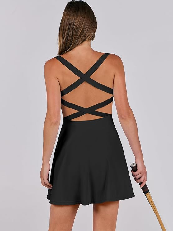 Caracilia Womens Summer Tennis Mini Dress Built-in Shorts Beach Vacation Athletic Golf Sundresses... | Amazon (US)