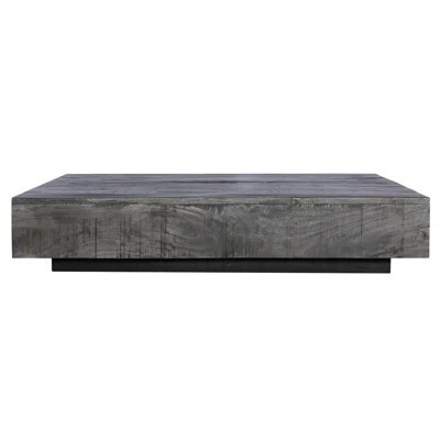 Charcoal Finish Solid Wood Coffee Table, Low Profile And Rough, 48.2"x48.2"x9.13", Dark Gray, 84.4lb Weight Rough Design, 48.2in X 9in, 84.4 Lb | Wayfair North America