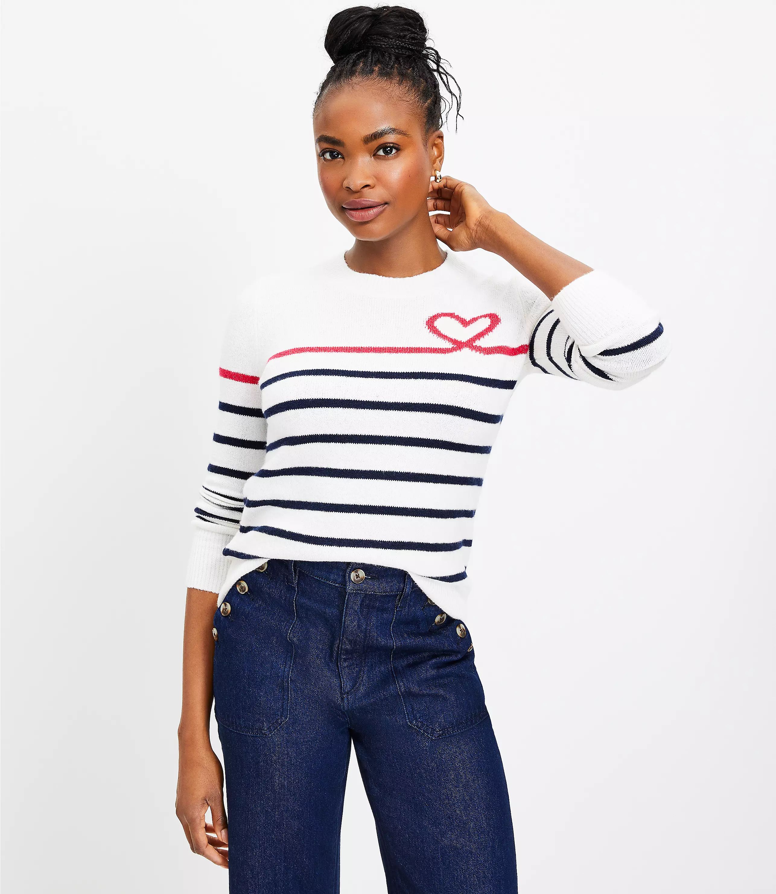 Heart Breton Stripe Sweater | LOFT