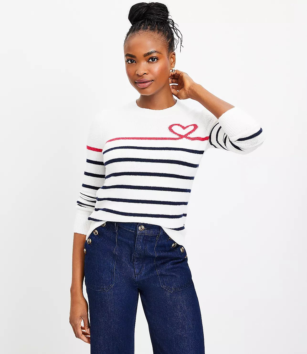 Heart Breton Stripe Sweater | LOFT