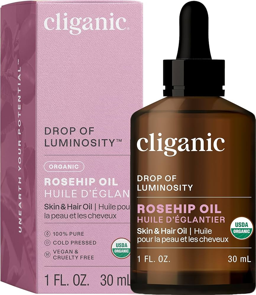 Cliganic Organic Rosehip Seed Oil for Face, 100% Pure | Natural Cold Pressed Unrefined Non-GMO | ... | Amazon (US)