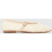 schuh Lisbeth Crochet Ballerina Flats in White | Schuh
