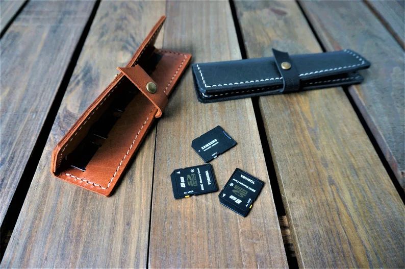 SD card holder // 10 SD card slots // leather SD card case // | Etsy | Etsy (US)