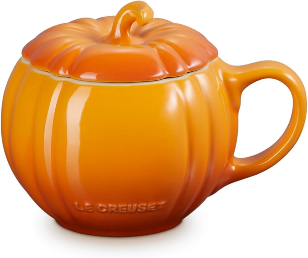 Le Creuset Stoneware Pumpkin Mug with Lid, 14 oz., Persimmon | Amazon (US)