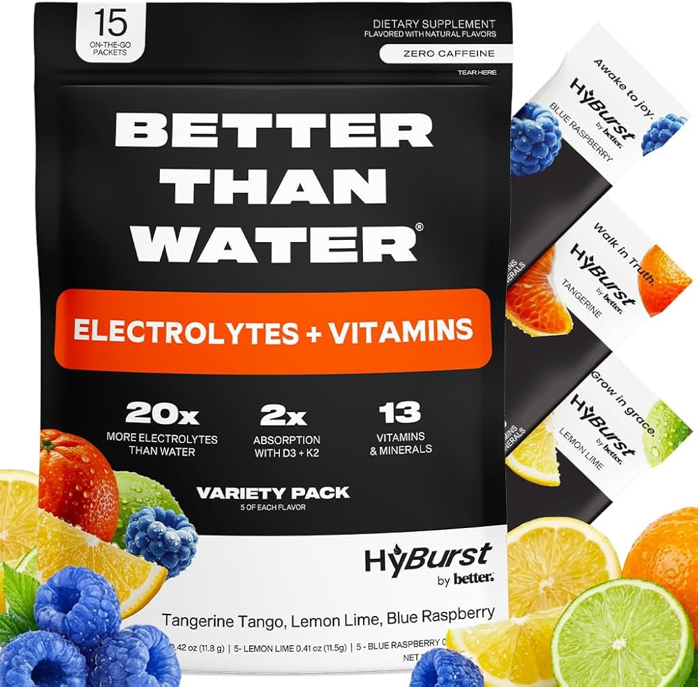 Better Than Electrolyte & Vitamin Supplement Powder, Drink Mix with B12, L-Theanine, D3, K2, Zinc... | Amazon (US)