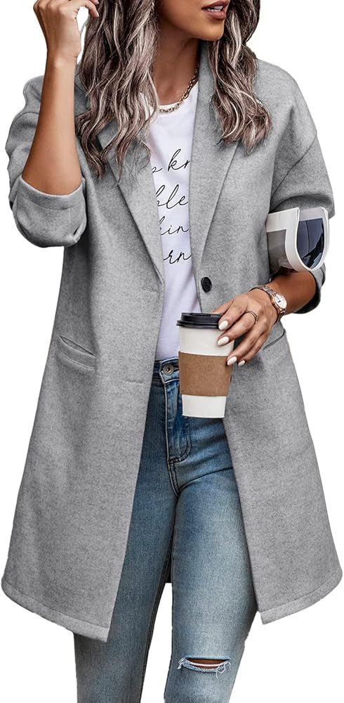 PRETTYGARDEN Women's 2022 Plaid Shacket Jacket Casual Button Wool Blend Winter Tartan Trench Coat Wi | Amazon (US)