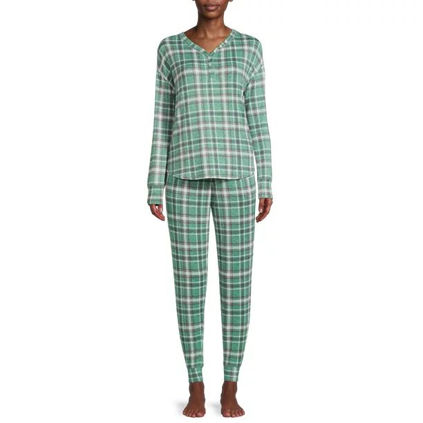 Jaclyn Women's and Women's Plus Printed Pajama Set with Long Sleeves, 2-Piece - Walmart.com | Walmart (US)