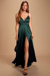 Ode To Love Emerald Green Satin Maxi Dress | Lulus (US)