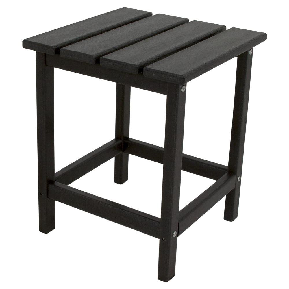 POLYWOOD Long Island 18 in. Black Patio Side Table | The Home Depot