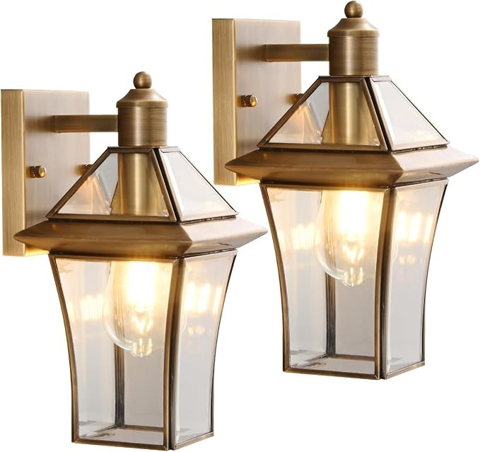 Brass & Bronze Outdoor Wall Sconces, Waterproof Rustproof Modern Lights for Porch, Garage, Front ... | Amazon (US)