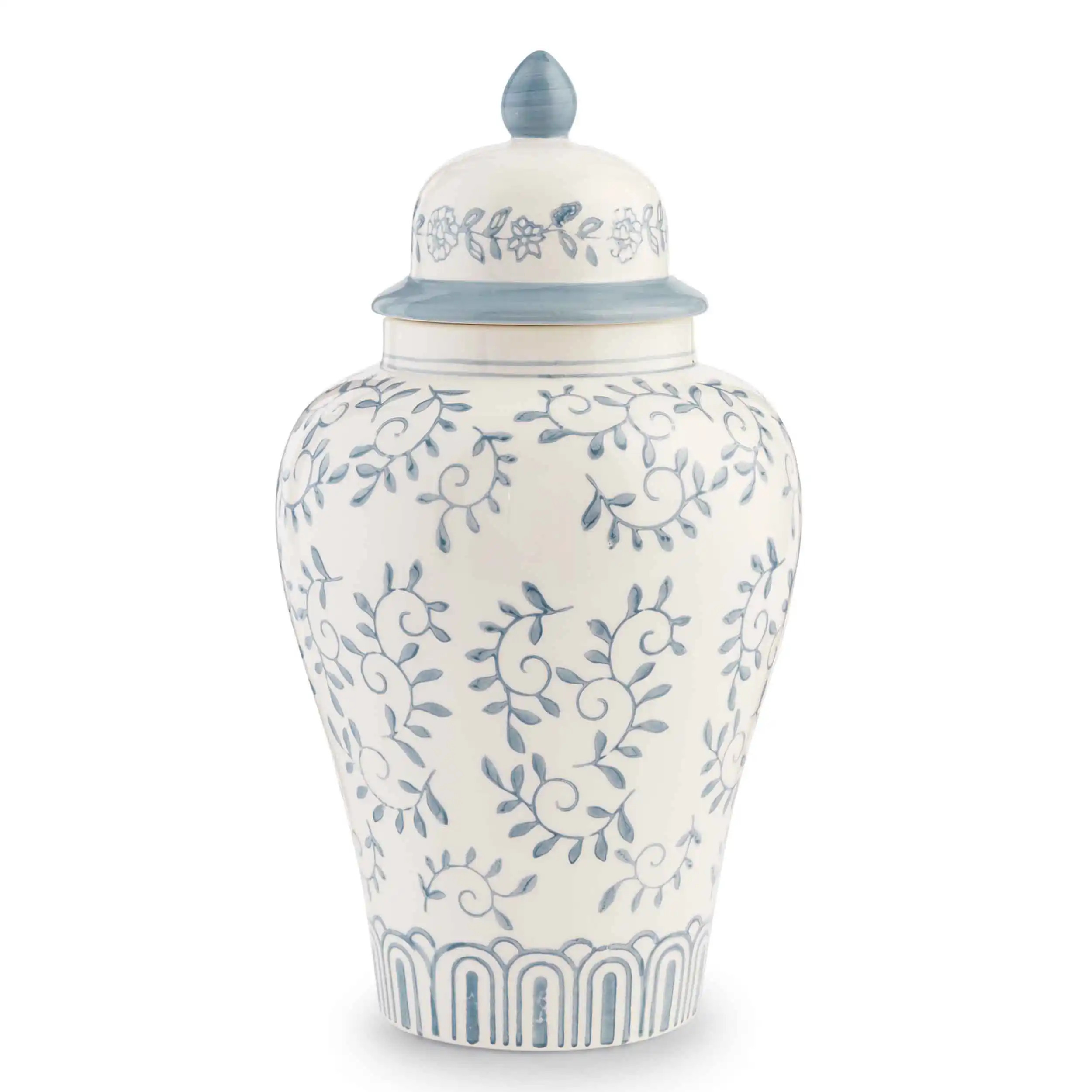 Large Round Floral Stamp Ginger Jar | Mud Pie (US)