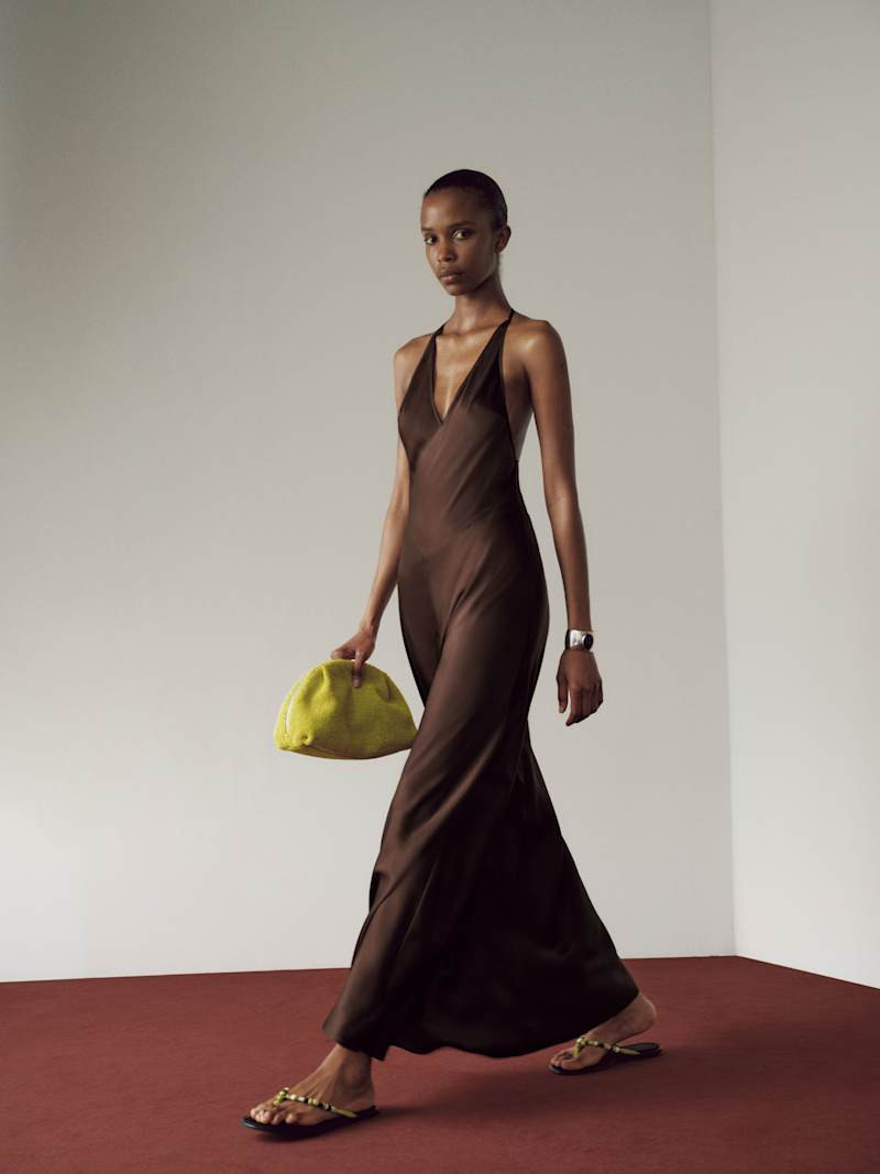Reformation Petites Lara Silk Dress Brown LP | Reformation (Global)