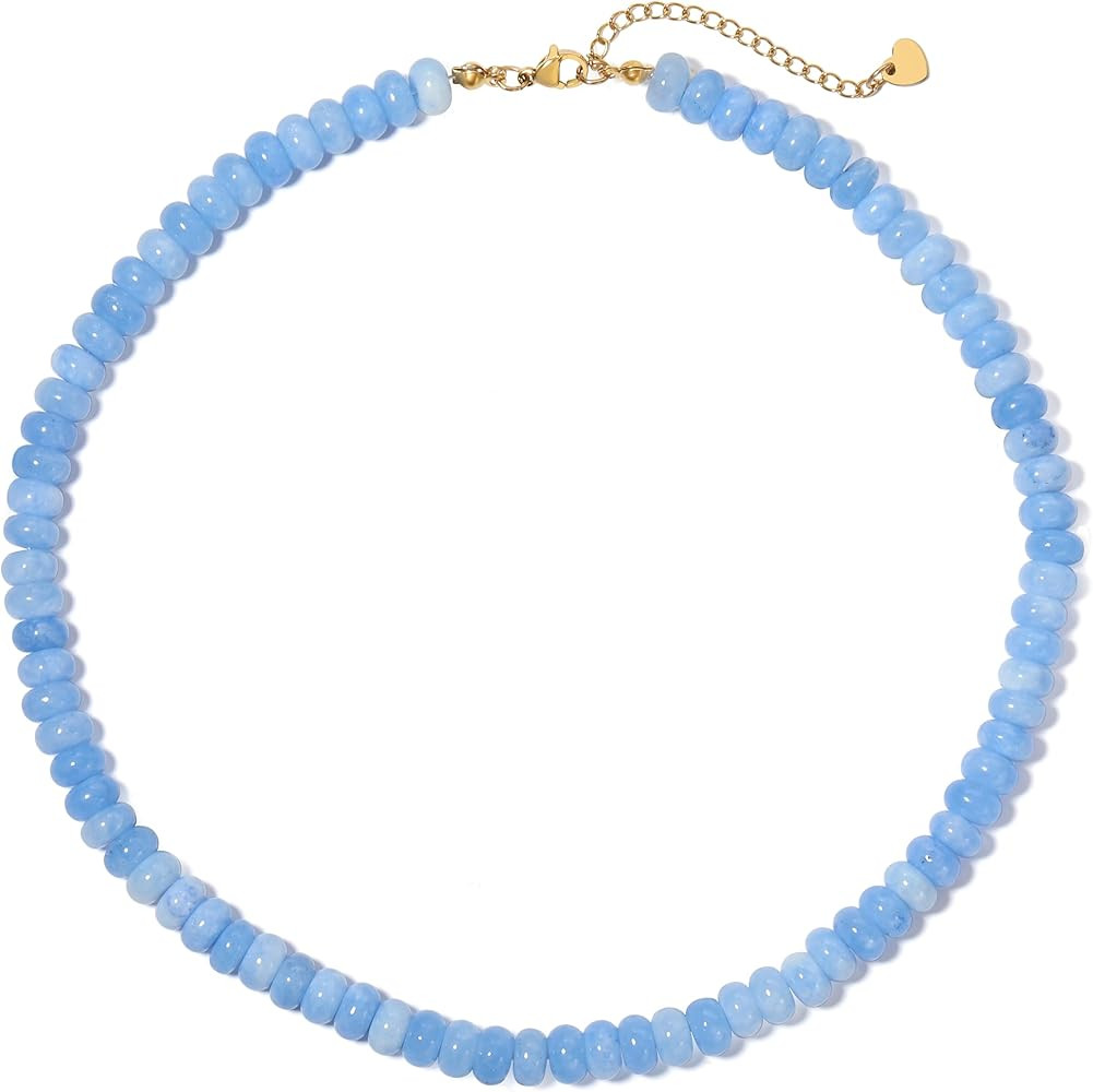 Beaded Necklace for Women,Natural Gemstone Necklace for Women,Colorful Bead Choker Necklace Handm... | Amazon (US)