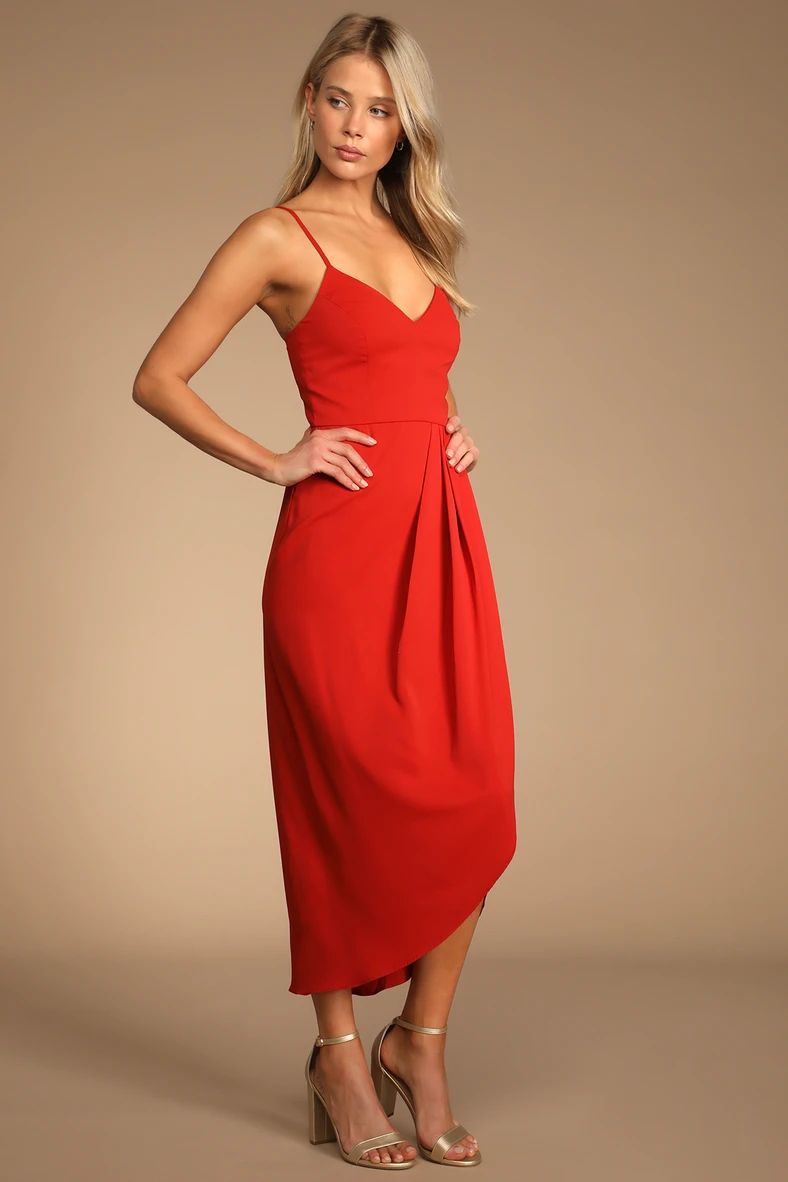 Reinette Rust Red Midi Dress | Lulus (US)