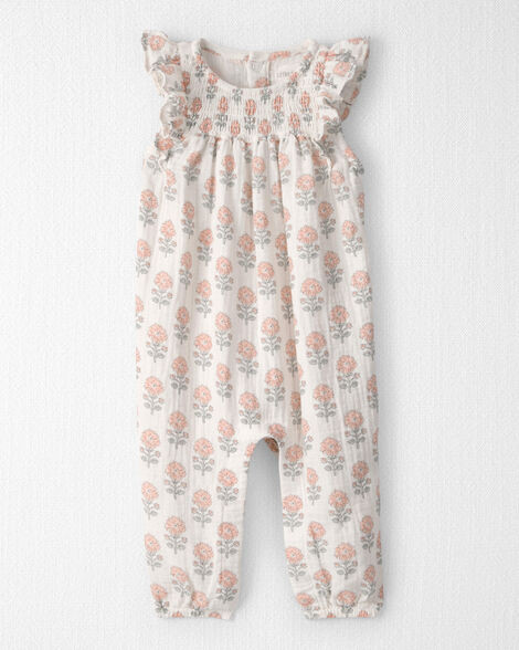 Baby Girl Organic Cotton Gauze Jumpsuit in Rosebud Petal Print - Little Planet | Carter's | Carter's Inc