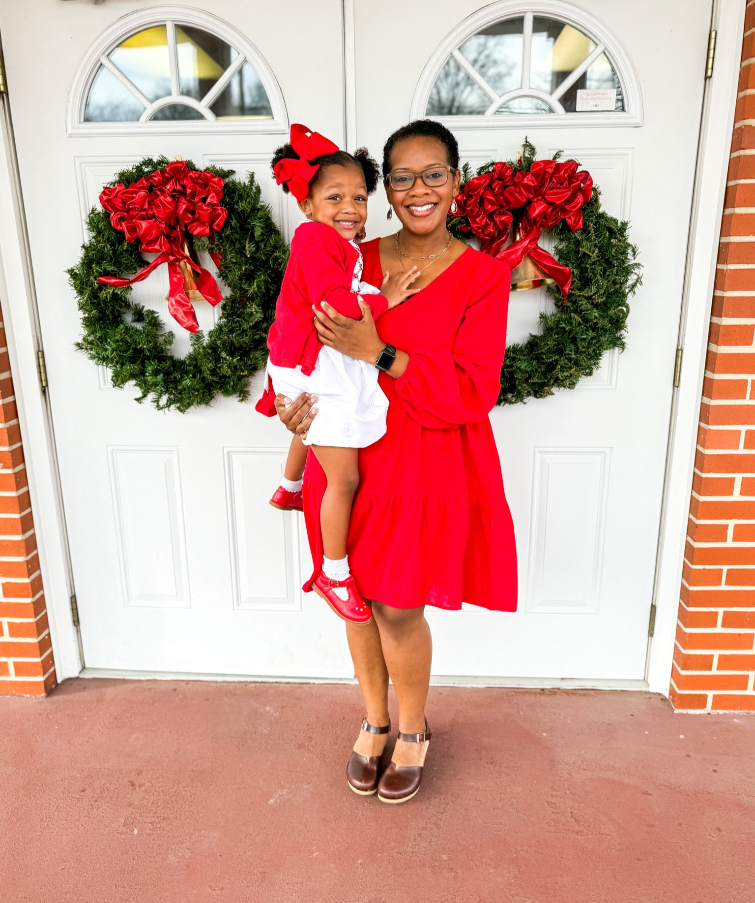 REDy for Christmas!! ❤️ We enjoyed Christmas Eve service this morning. Kenlyn is wearing a beautiful smocked dress from Feltman Brothers and cardigan from Beaufort Bonnet in a size 3. I snagged my dress from Amazon! I love the flattering tiered silhouette. #classicstyle #christmaseve 

#LTKsalealert #LTKHoliday #LTKmidsize
