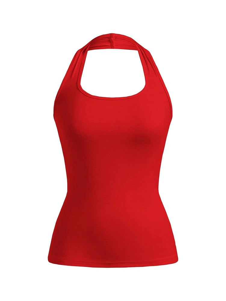 SOLY HUX Women's Summer Halter Top Sleeveless Tight Shirts Workout Yoga Tank Tops | Amazon (US)
