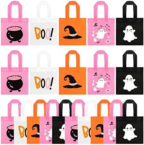 20pcs Pink Halloween Boo Party Favor Bag Decorations, Halloween Candy Bags Party Supplies NonWove... | Amazon (US)