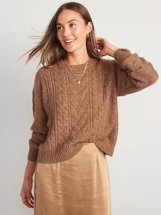 Heathered Cable-Knit Sweater for Women | Old Navy (US)