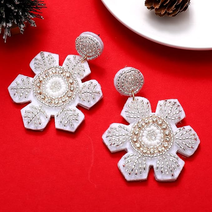 Christmas Earrings for Women Beaded Holiday Reindeer Bulb Boot Earrings Handmade Christmas Tree D... | Amazon (US)