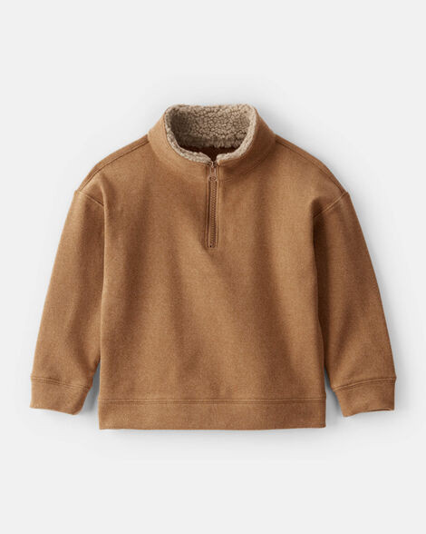 Toddler Boy Long-Sleeve Quarter-Zip Pullover Sweatshirt - Brown | Carter's Inc