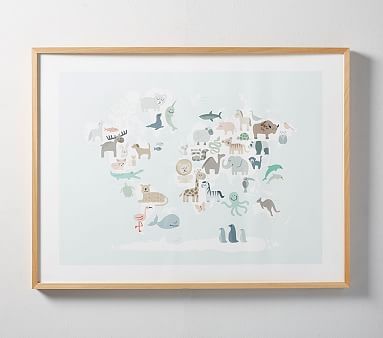 Minted® Wild World Map Wall Art by Jessie Steury | Pottery Barn Kids