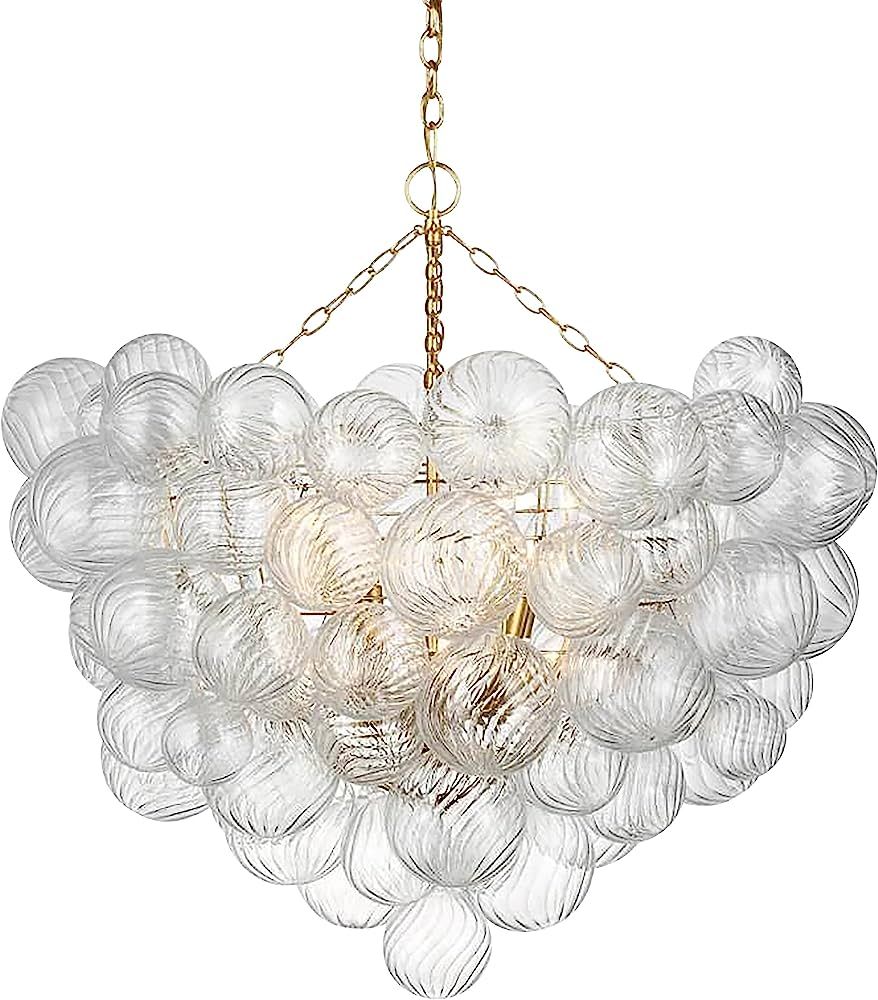 Longree Nordic Bubble Ball Swirled Glass Chandelier, Gild Gold and Clear Blown Glass Small Pendant L | Amazon (US)