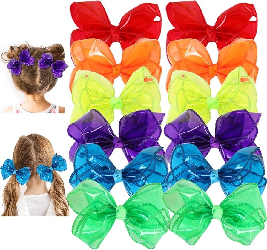 12Pcs Waterproof Jelly Hair Bows For Girls,PVC Summer Swim Pool Bow Clips Transparent Hair Access... | Amazon (US)