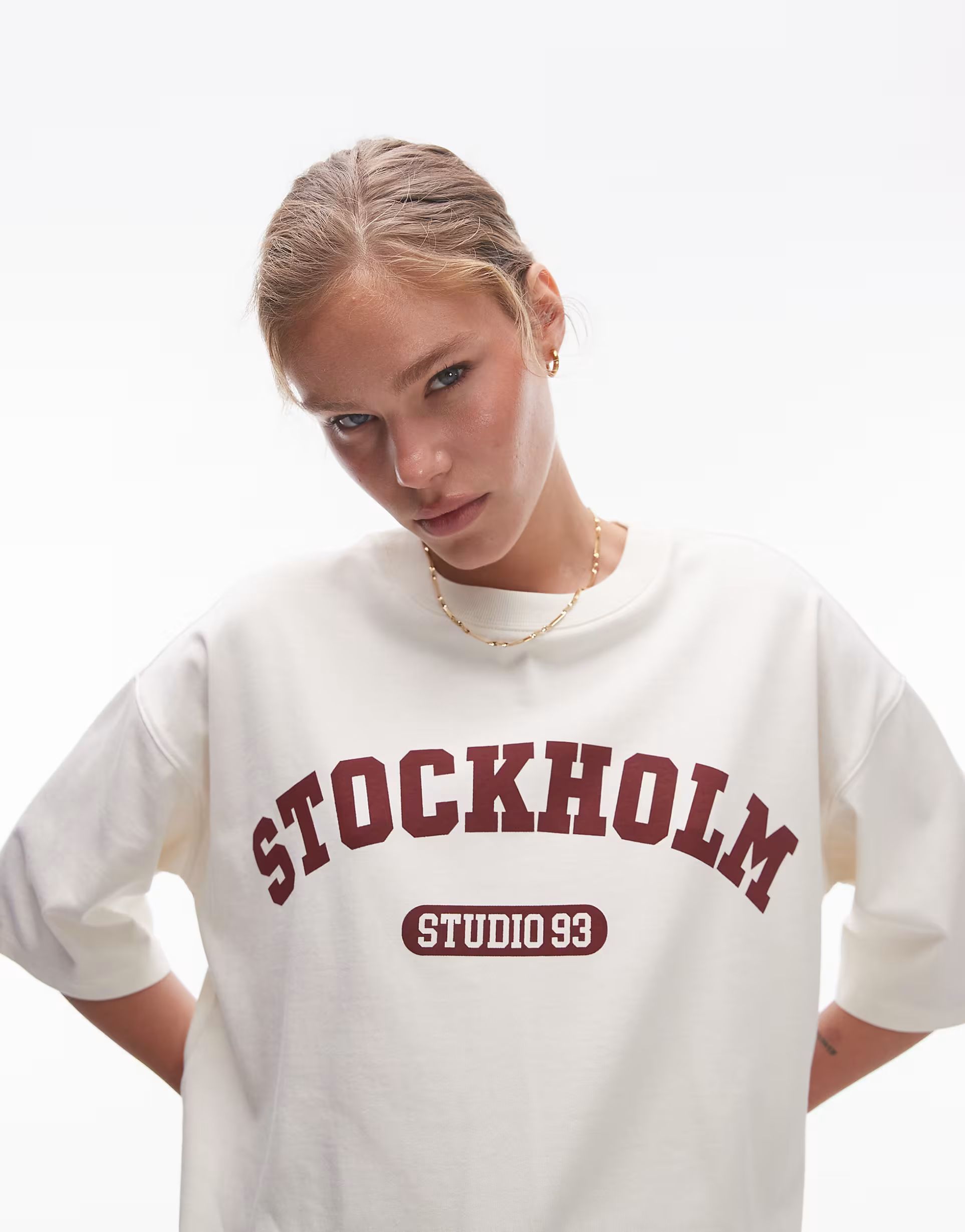 Topshop Stockholm graphic tee in ecru | ASOS (Global)